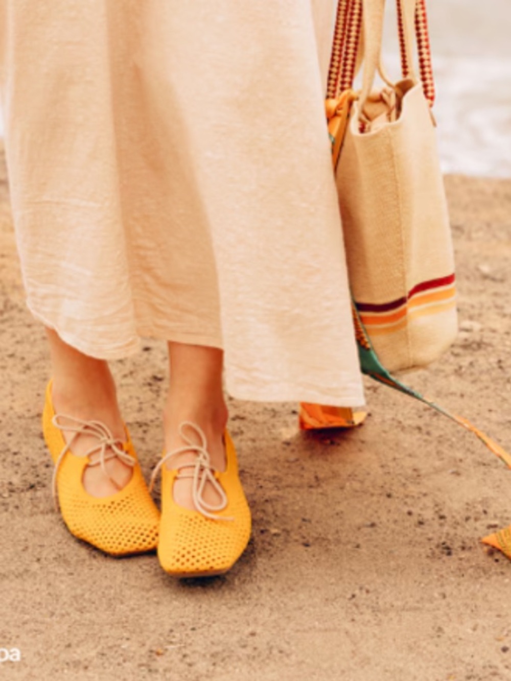 VIVAIA Margot Square-Toe Mesh Flats (Makayla) – Mustard/Blonde